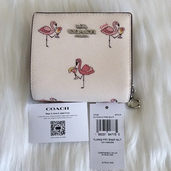 NWT Coach Snap Wallet With Flamingo Print - Picture 7 of 7